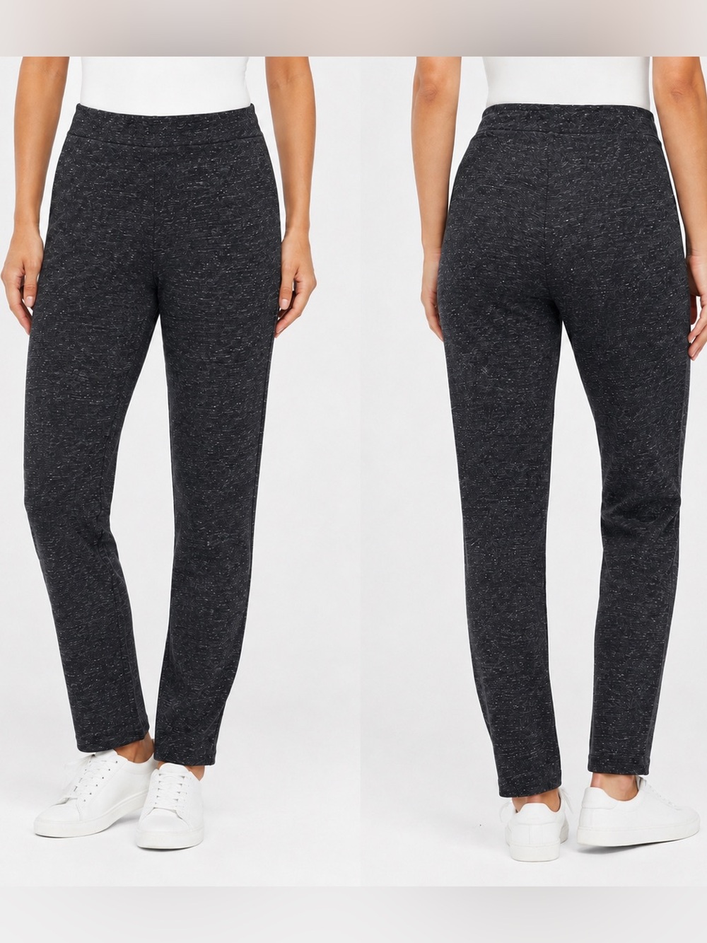 J. Jill Slim Leg Fleck Heather Gray Stretch Elastic Waist Pull On Ponte Pants